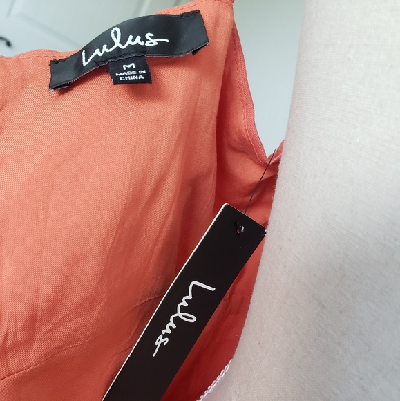 Lulus Coral/Orange ruffle summer dress - Picture 6 of 9